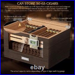TISFA Cigar Humidor Cedar Wood Cigar Box with 2 Digital Hygrometer, 2 Humidifier