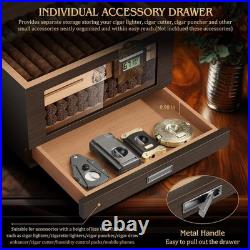 TISFA Cigar Humidor Cedar Wood Cigar Box with 2 Digital Hygrometer, 2 Humidifier
