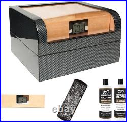 TUTUNES&Wudytim Cigar Humidor, Handcrafted Top 270° Elegant Glossy Spanish Cedar TUTUNES&Wudytim Cigar Humidor, Handcrafted Top 270° Elegant Glossy Spanish Cedar