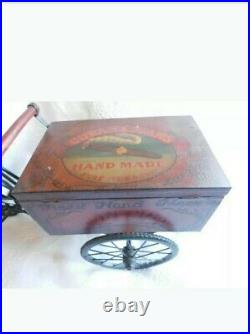 Tabletop Decor HUMIDOR UNIQUE Hand made Wood CIGAR BOX w Metal BICYCLE TRICYCLE