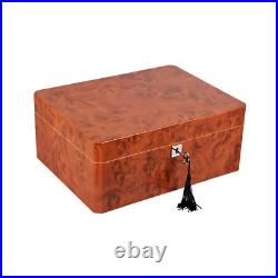 Teakwood Cigar Humidor Cube Box with Built-in Hygrometer and Lock