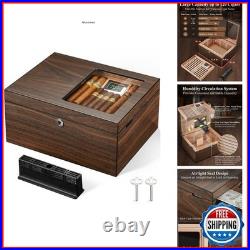 Teplat MH-2500 Cigar Humidor Box 120 Cigars Spanish Cedar Lining Digital