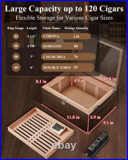Teplat MH-2500 Cigar Humidor Box 120 Cigars Spanish Cedar Lining Digital