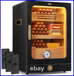 Tesonway Cigar Humidor Box Spanish Cedar, Glass Display, Digital Hygrometer