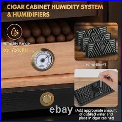 Tesonway Cigar Humidor Box Spanish Cedar, Glass Display, Digital Hygrometer