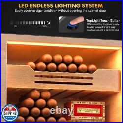 Tesonway Cigar Humidor, Desktop Cigar Humidor Cabinet Light Contr