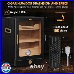 Tesonway Cigar Humidor, Desktop Cigar Humidor Cabinet Light Contr
