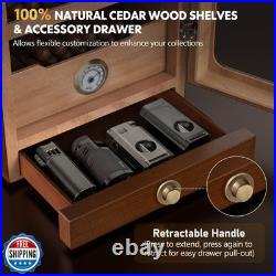 Tesonway Cigar Humidor, Desktop Cigar Humidor Cabinet Light Contr