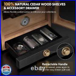 Tesonway Cigar Humidor, Desktop Cigar Humidor Cabinet Light Contr