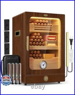 Tesonway Cigar Humidor, Desktop Cigar Humidor Cabinet Light Open Box