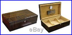 The Randolph Cigar Humidor Ebony 130 Count Ceder Lined Box with Accessories