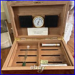 Thompson Cigar Humidor Wood Box Lined Includes Key
