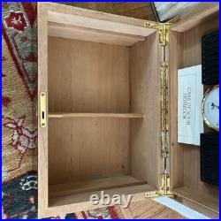 Thompson Cigar Humidor Wood Box Lined Includes Key