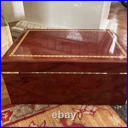 Thompson Cigar Humidor Wood Box Lined Includes Key