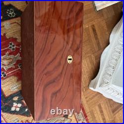 Thompson Cigar Humidor Wood Box Lined Includes Key