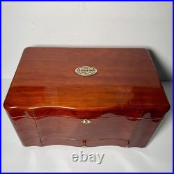 Thompson Cigar Humidor Wood Mahogany Box Lined Drawer No key. 150 ct. READ