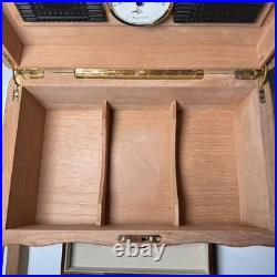 Thompson Cigar Humidor Wood Mahogany Box Lined Drawer No key. 150 ct. READ
