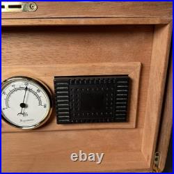 Thompson Cigar Humidor Wood Mahogany Box Lined Drawer No key. 150 ct. READ