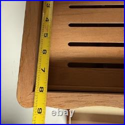 Thompson Cigar Humidor Wood Mahogany Box Lined Drawer No key. 150 ct. READ