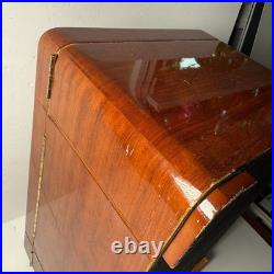 Thompson Cigar Humidor Wood Mahogany Box Lined Drawer No key. 150 ct. READ