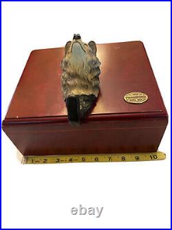 Thompson & Co Inc. 1915 Cherry Wood Cedar Wolf Cigar Box no humidifier