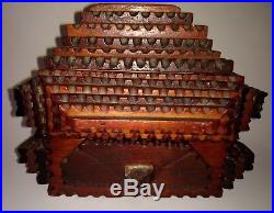 Tramp Folk Art Wooden Box Secret Compartment Signed ChipCarved Tea Caddy Tobacco