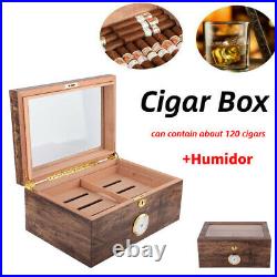 Travel Cedar Wooden Cigar Humidor Case Cigar Box +Key for Man Gift