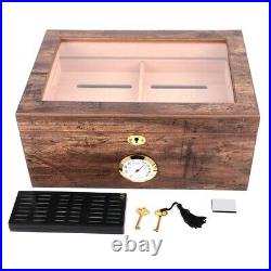 Travel Cedar Wooden Cigar Humidor Case Cigar Box +Key for Man Gift