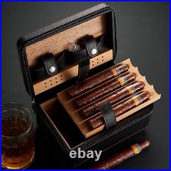 Travel Cigar Humidor Box Case Double Layer Design with Cedar Wood, Large Capac