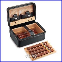 Travel Cigar Humidor Box Case Double Layer Design with Cedar Wood, Large Capac