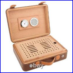 Travel Cigar Humidor Box With Hygrometer Humidifier 50pcs Capacity Cedar Wood Case