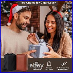 Travel Cigar Humidor, Cedar Wood Lined, with All-In-One Cigar Lighter, Built-In