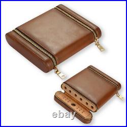 Travel Leather Cigar Case Humidor Cedar Wood Holder Tube With Humidifier Gift Box