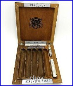 Treasurer Burl Walnut Wood Cigar Humidor Box (Holds 5 Robusto Sized Cigars)