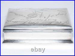 Unique 1940's Gorham Sterling Silver Gentlemen's Dresser Box/Cigar Humidor, 507g