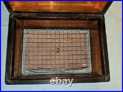 VINTAGE COPPER LINED SOLID WOOD HUMIDOR With WEIGHTED PLATE