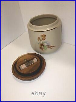 VINTAGE DECO England HEAVY CERAMIC Tobacco Jar Humidor FOX HUNTING Inside Stash