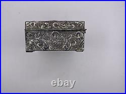 VINTAGE Silver Plate Brass Relief Horse Native American cigar humidor vanity box