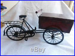 VINTAGE Unique Hand Painted Hand Made CIGAR BOX BICYCLE TRICYCLE HUMIDOR
