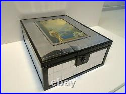 VTG ART DECO MIRRORED CHROMIUM PLATED CIGAR BOX! WithR ATKINSON FOX PRINT SUNRISE