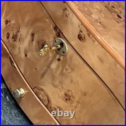 VTG Cigar Humidor Cedar Interior Exotic Burled Wood Birdseye Maple Hygrometer