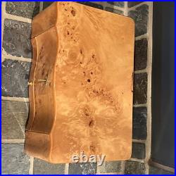 VTG Cigar Humidor Cedar Interior Exotic Burled Wood Birdseye Maple Hygrometer