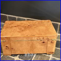 VTG Cigar Humidor Cedar Interior Exotic Burled Wood Birdseye Maple Hygrometer