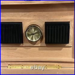 VTG Cigar Humidor Cedar Interior Exotic Burled Wood Birdseye Maple Hygrometer