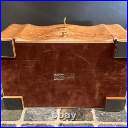 VTG Cigar Humidor Cedar Interior Exotic Burled Wood Birdseye Maple Hygrometer