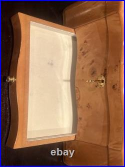 VTG Cigar Humidor Cedar Interior Exotic Burled Wood Birdseye Maple Hygrometer