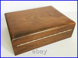 VTG Dunhill Glass Lined Cigar Humidor Hardwood Wood Box Case GOOD CONDITION