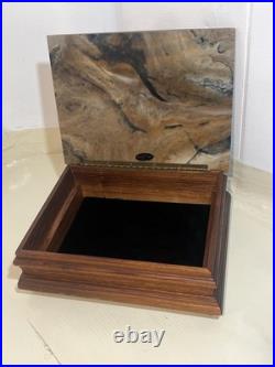 VTG INCOLAY Stone & Wood Jewelry Trinket Cigar Humidor BOX DOGS PLAYING POKER