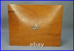 VTG Luxury Precious Wood Tobacco Humidor Cigar Box Sterling Silver Sailboat 10