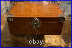 Very Rare Antique Victorian Oak Wood Cigar Humidor Box Patented In 1890